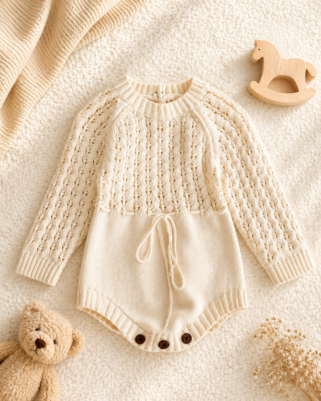Cozy Knit Baby Romper | Soft Long Sleeve Bodysuit for Babies