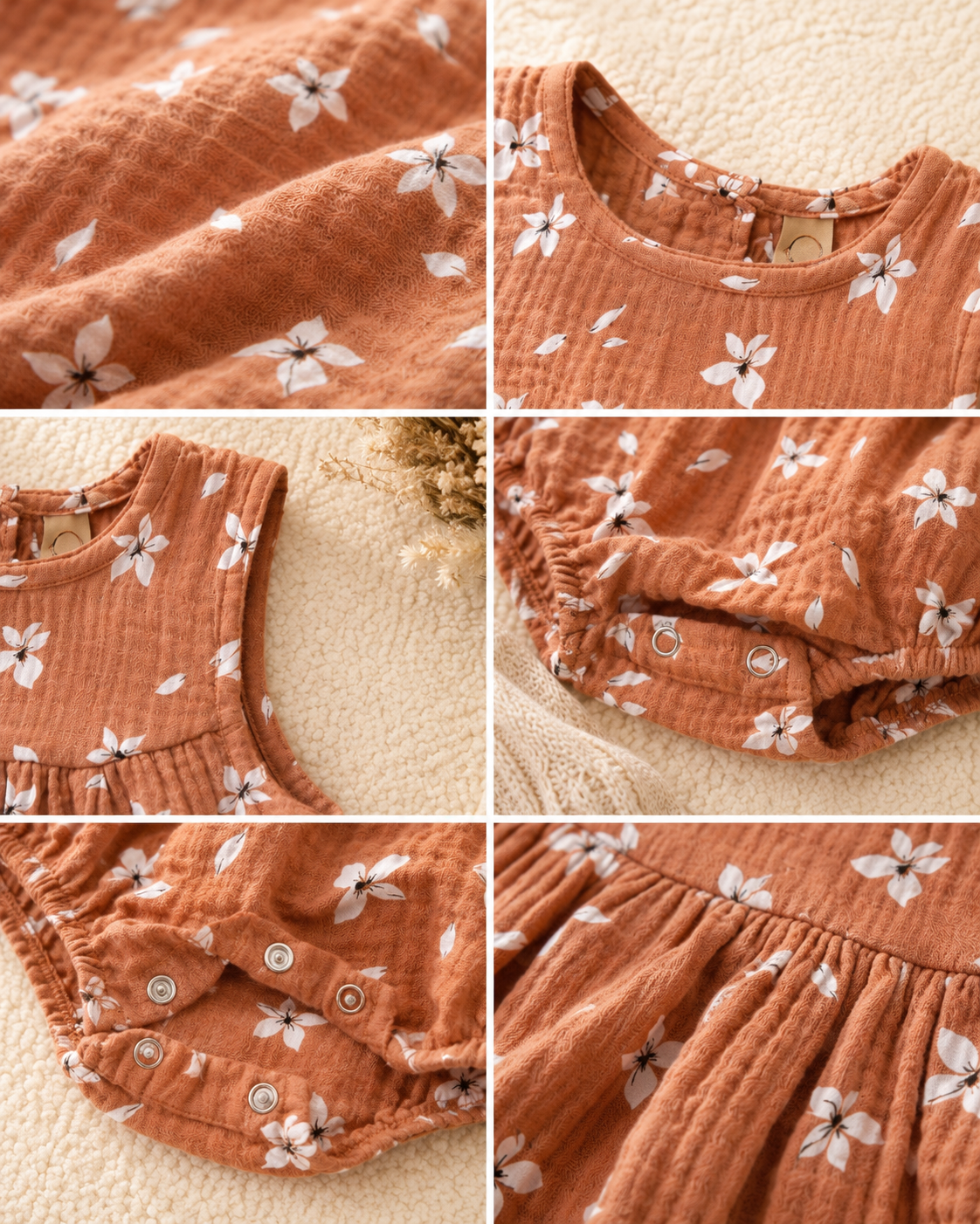 Floral Muslin Bubble Romper for Baby Girls