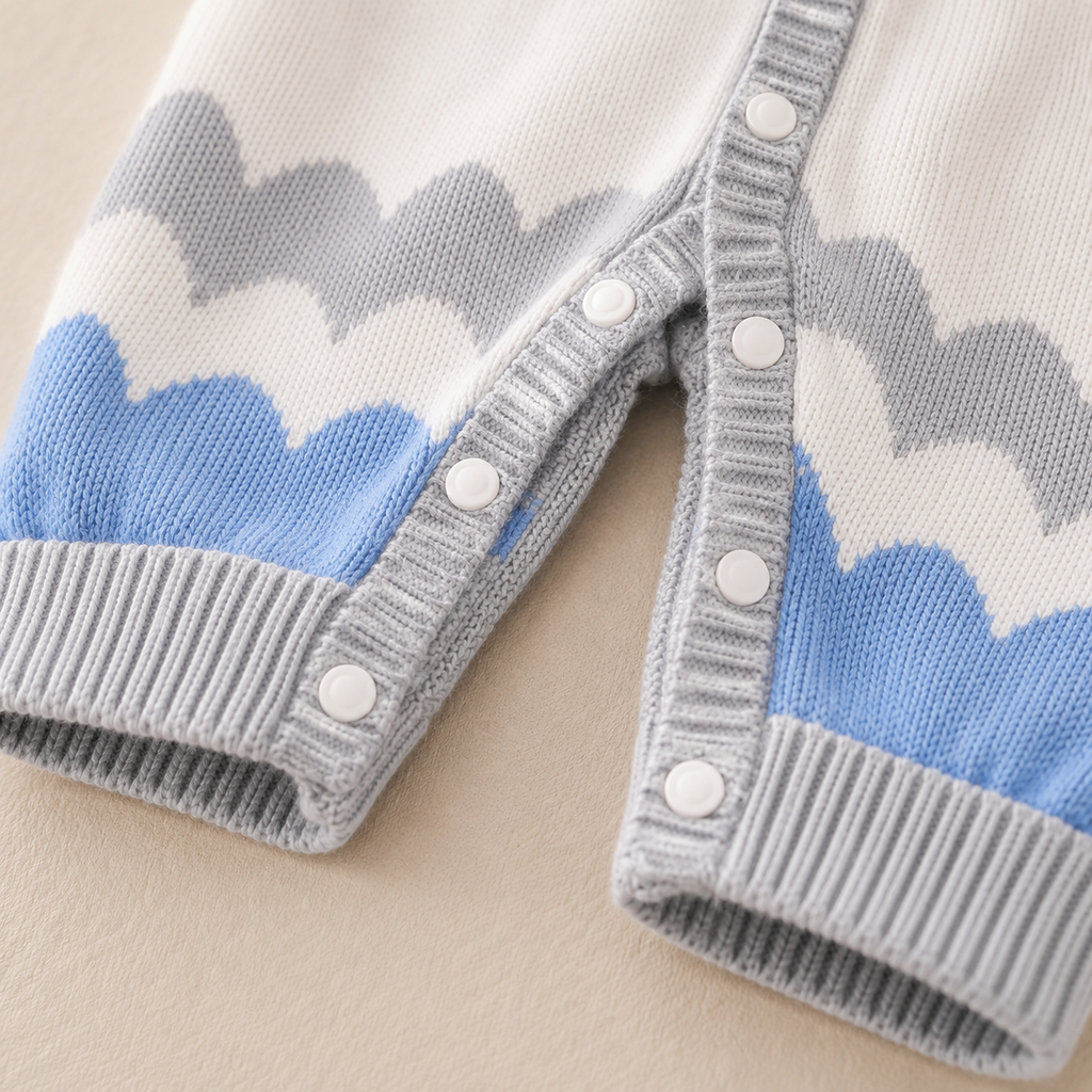 Cloud Wave Knit Romper & Hat Set