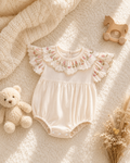 Floral Embroidered Ruffle Baby Romper
