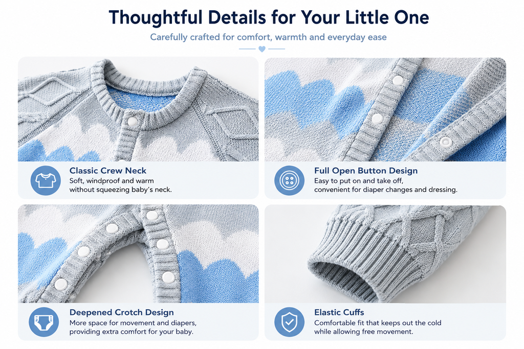 Cloud Wave Knit Romper & Hat Set