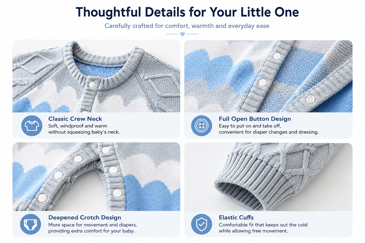 Cloud Wave Knit Romper & Hat Set