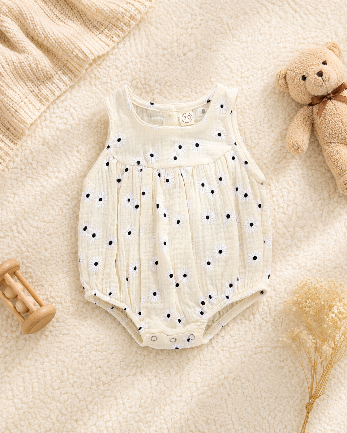 Floral Muslin Bubble Romper for Baby Girls
