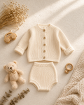 Organic Cotton Knit Cardigan & Bloomer Set