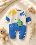 Dinosaur Knit Baby Romper – Soft Cotton Long Sleeve Baby Jumpsuit