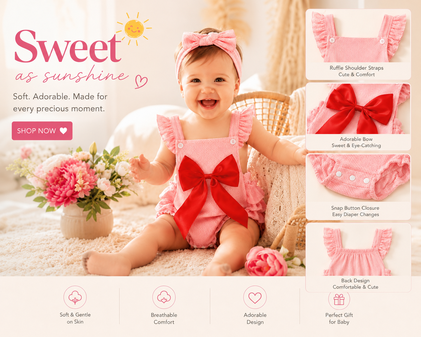 Sweet Sunshine Baby Romper Set