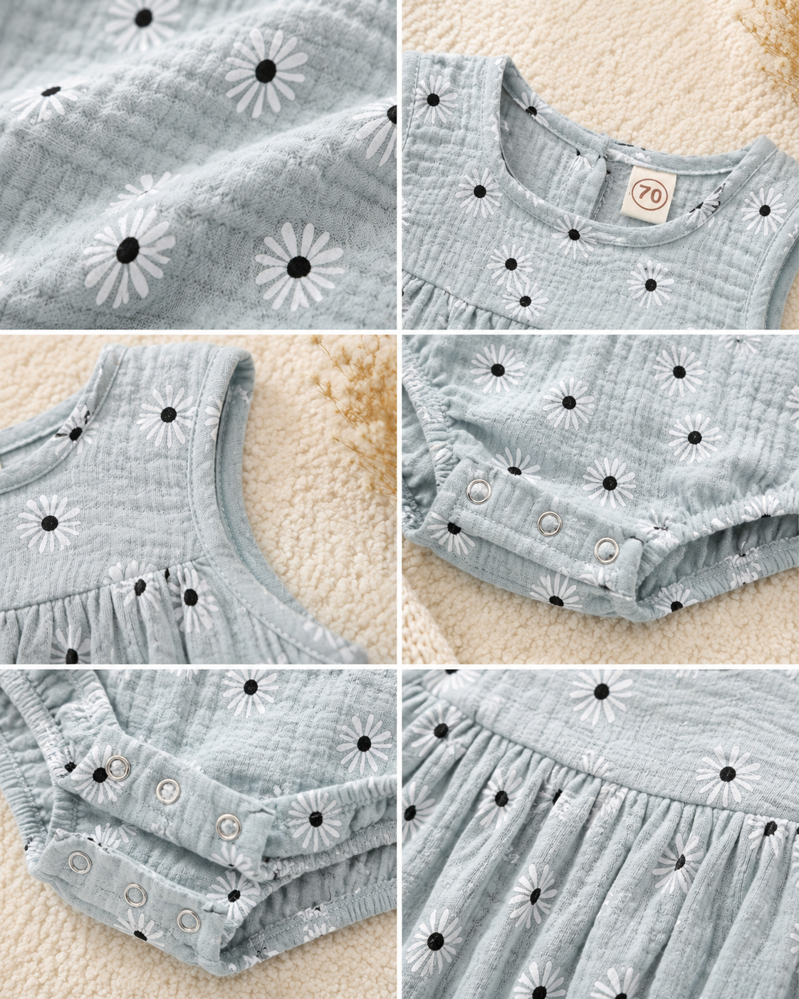 Floral Muslin Bubble Romper for Baby Girls