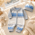 Cloud Wave Knit Romper & Hat Set