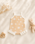 Apricot Floral Knit Baby Romper