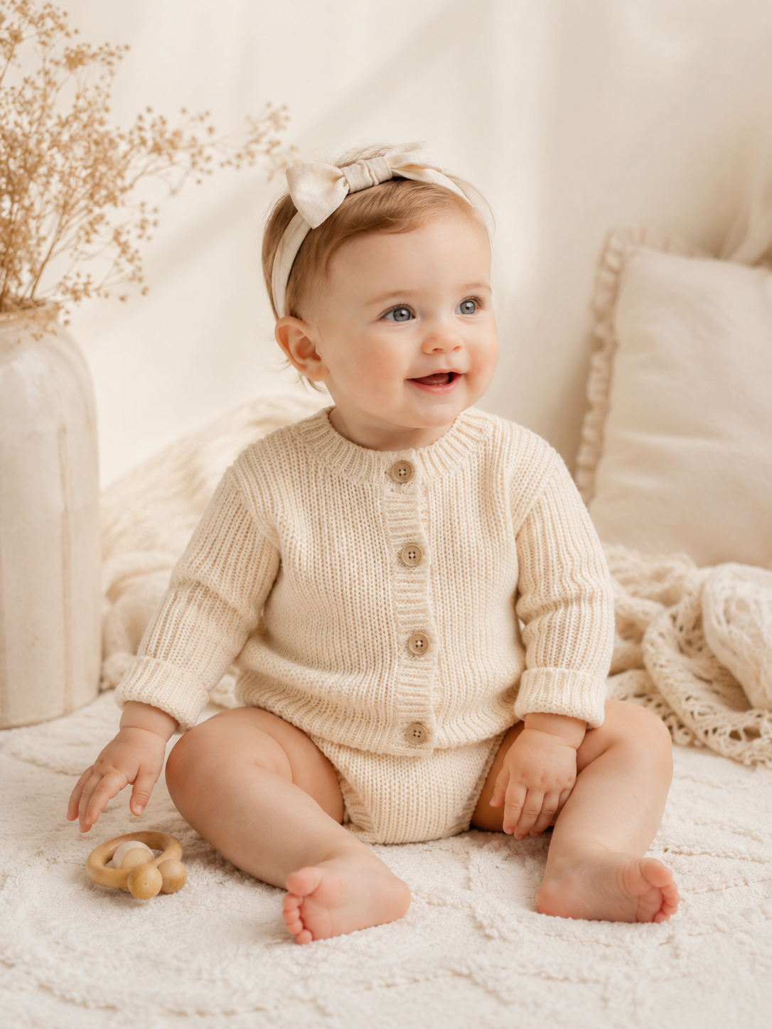 Organic Cotton Knit Cardigan & Bloomer Set
