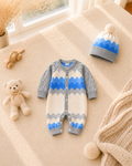 Cloud Wave Knit Romper & Hat Set