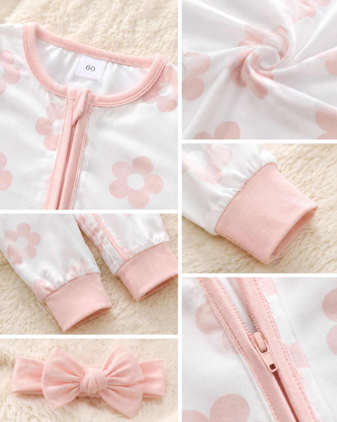 Daisy Zip Romper with Matching Headband