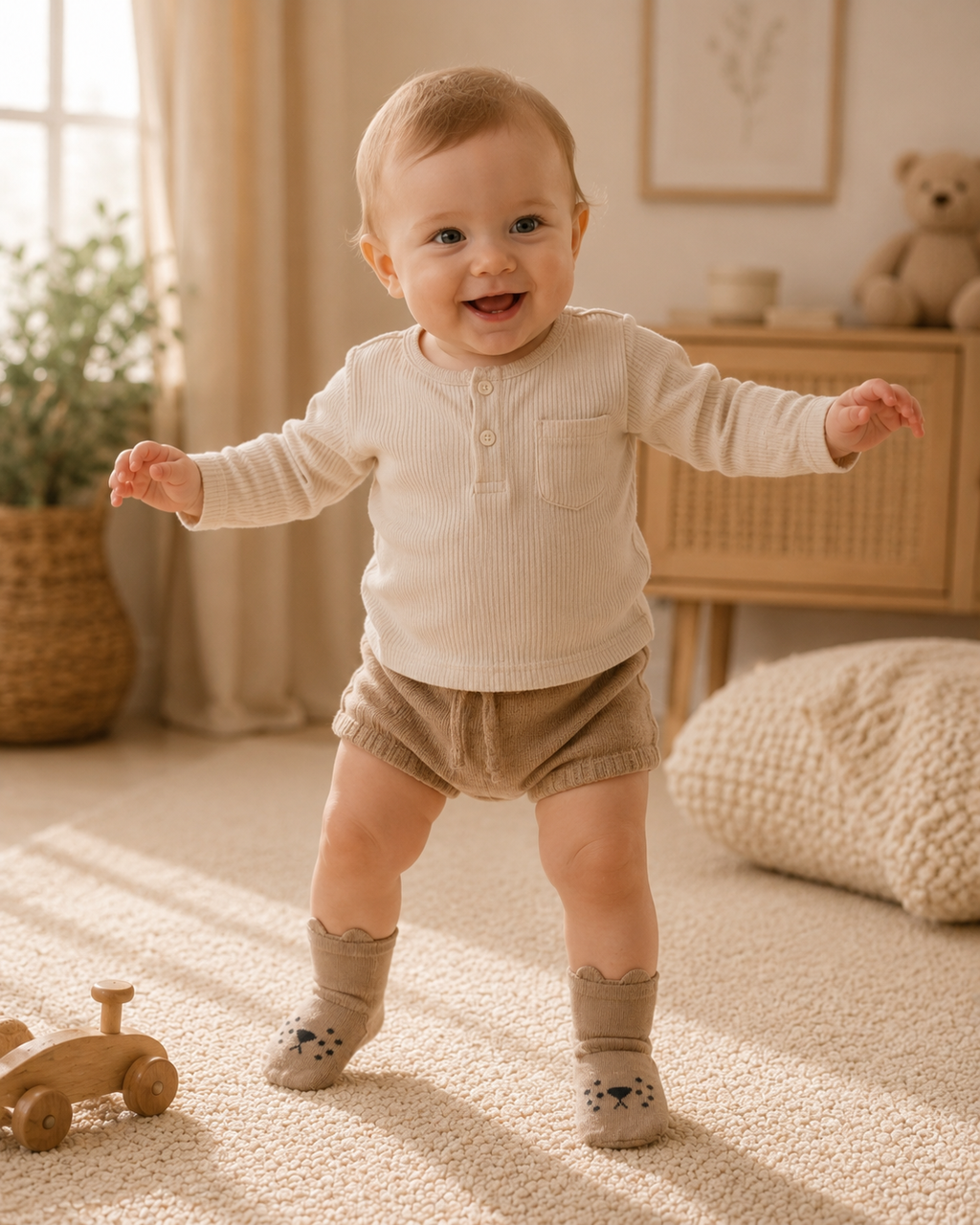 Baby Non-Slip Grip Socks | Soft Cotton First Walker Socks