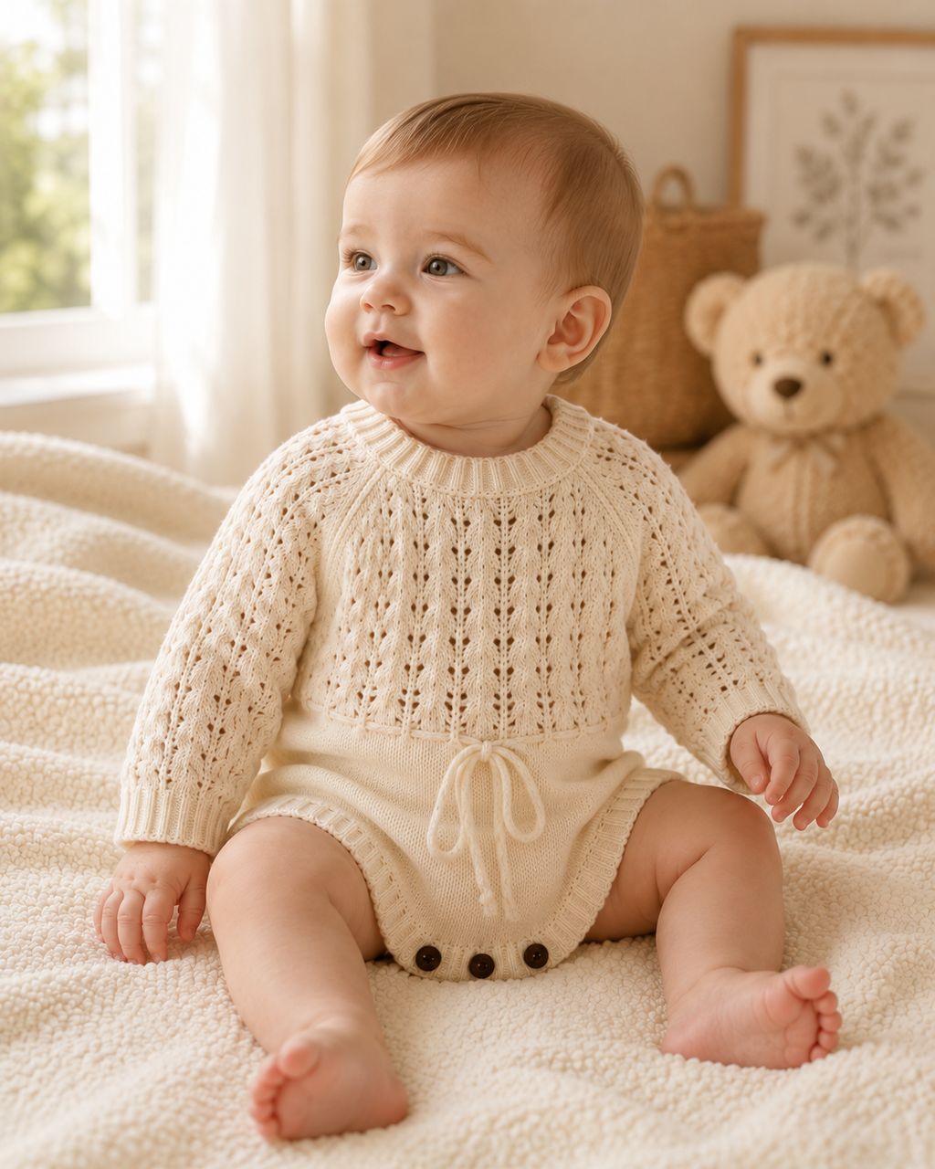 Cozy Knit Baby Romper | Soft Long Sleeve Bodysuit for Babies