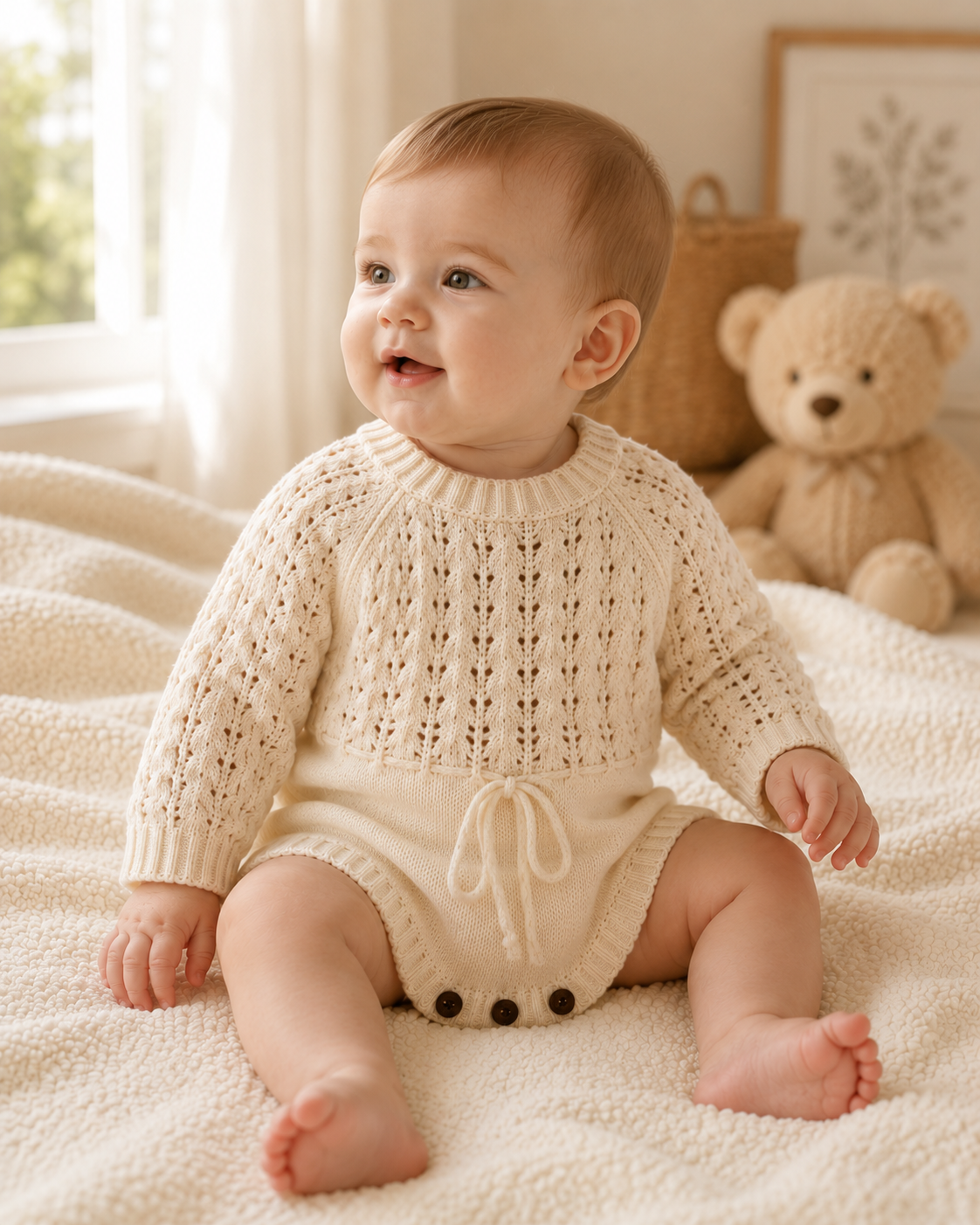 Cozy Knit Baby Romper | Soft Long Sleeve Bodysuit for Babies