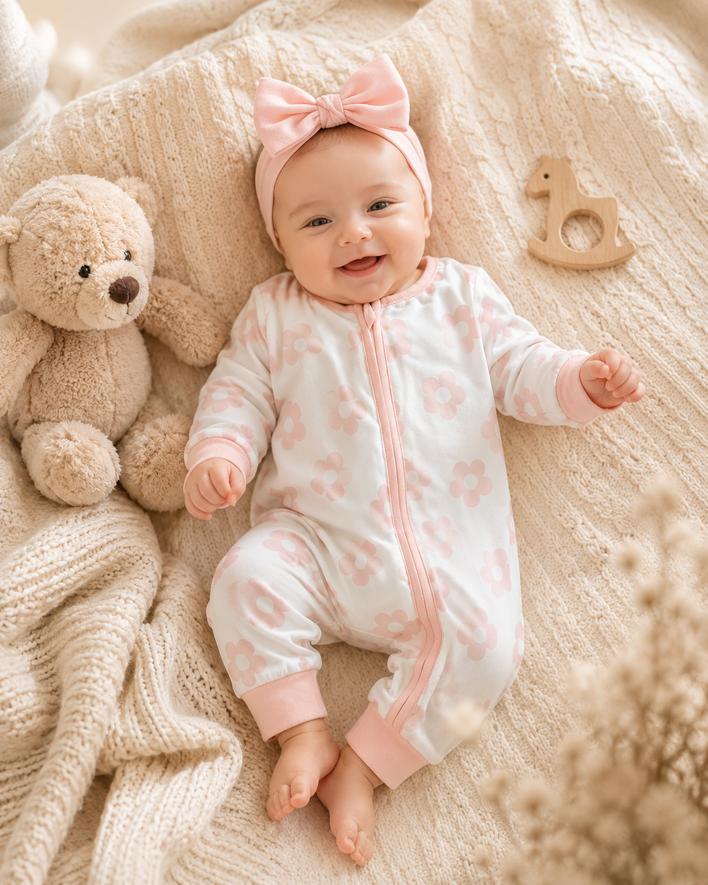 Daisy Zip Romper with Matching Headband