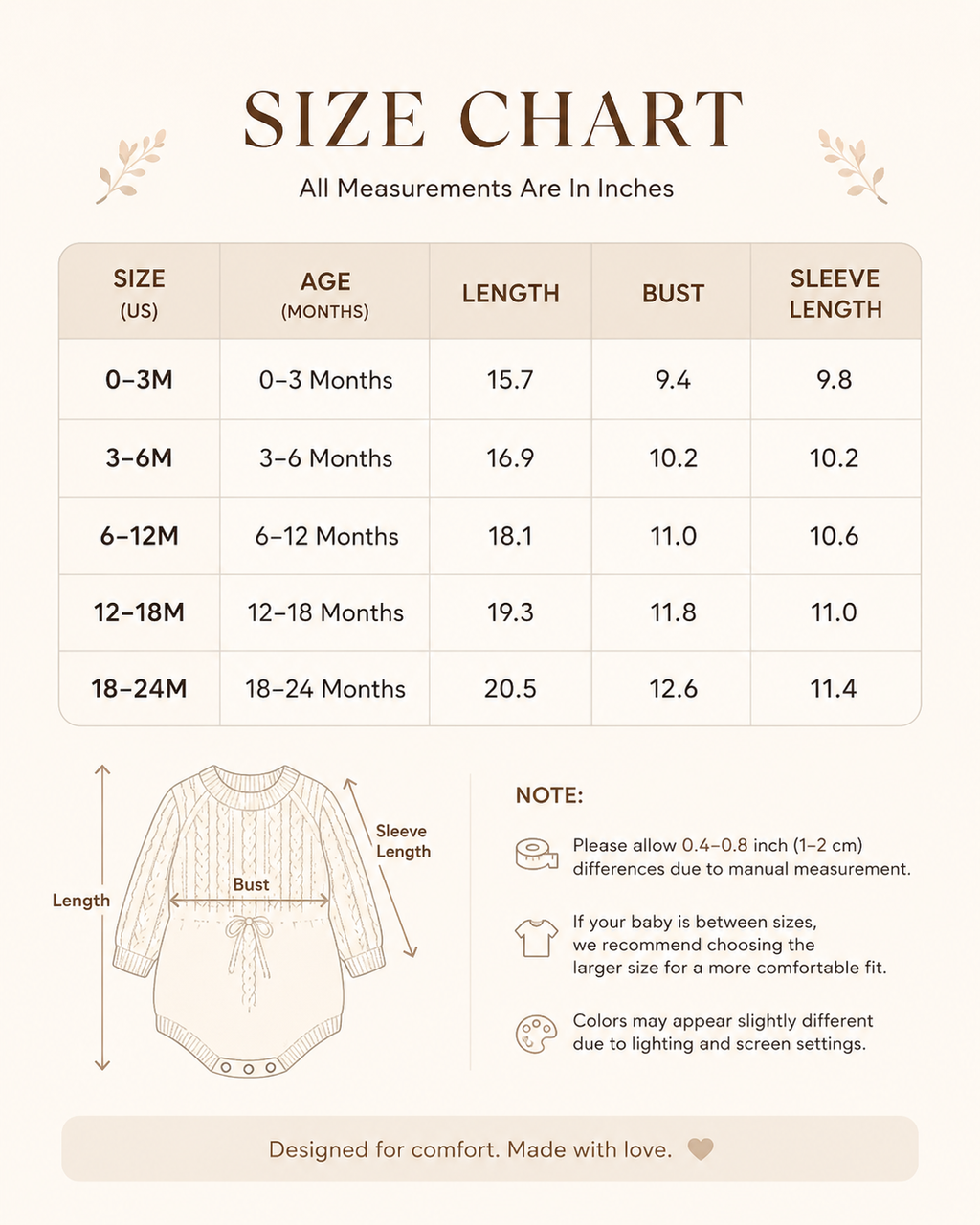 Cozy Knit Baby Romper | Soft Long Sleeve Bodysuit for Babies