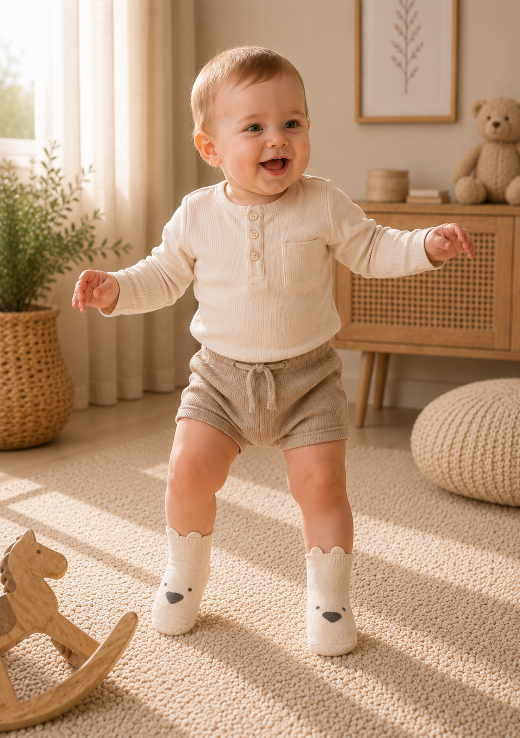 Baby Non-Slip Grip Socks | Soft Cotton First Walker Socks