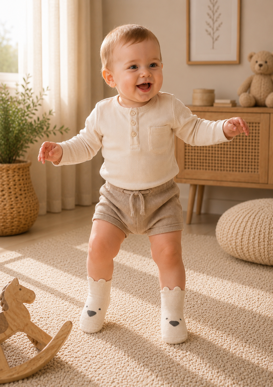 Baby Non-Slip Grip Socks | Soft Cotton First Walker Socks