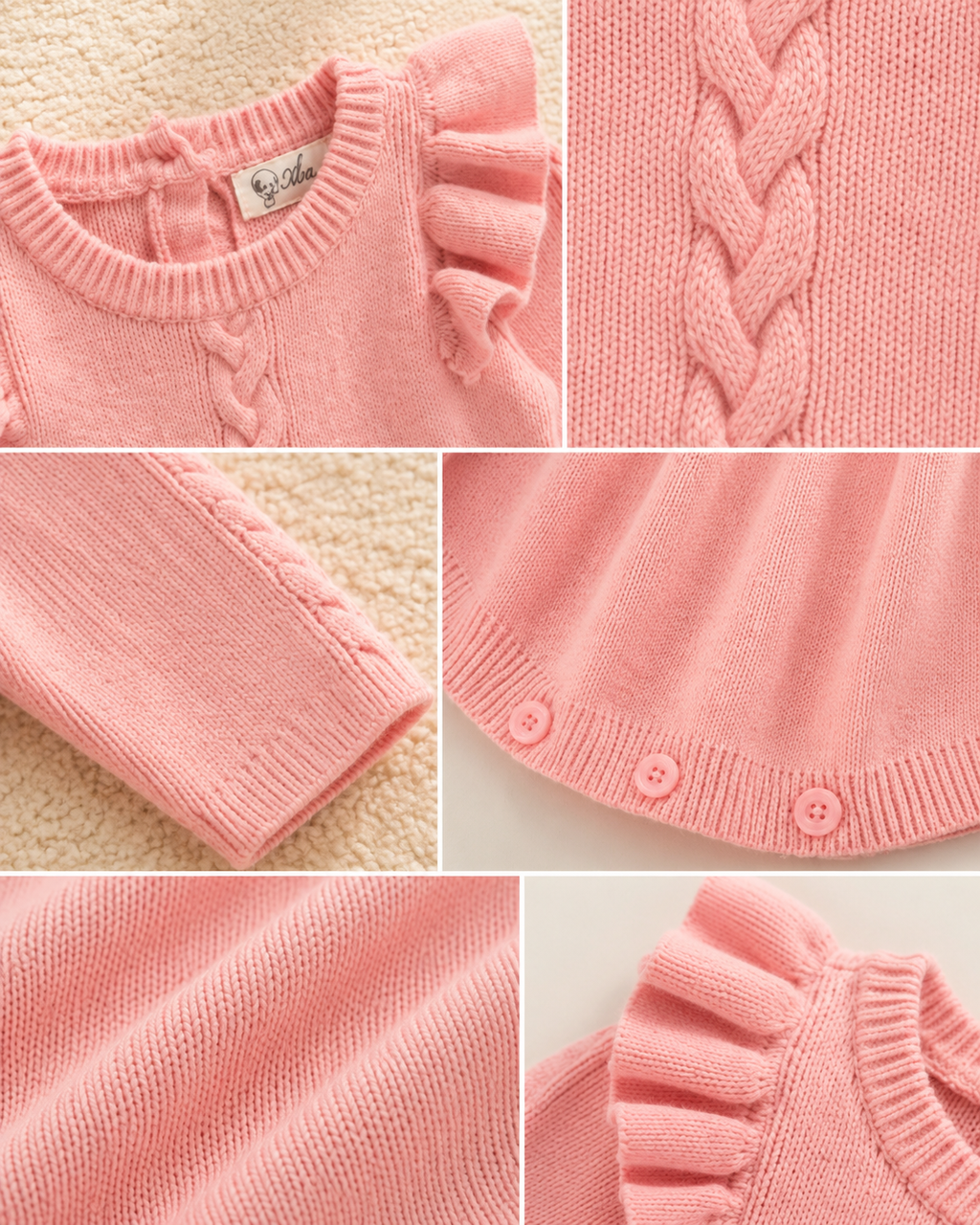 Cable Knit Baby Girl Bubble Romper