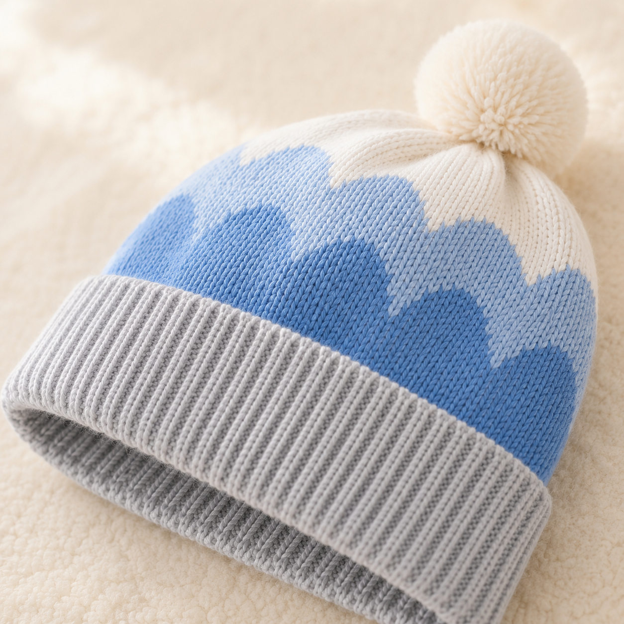 Cloud Wave Knit Romper & Hat Set