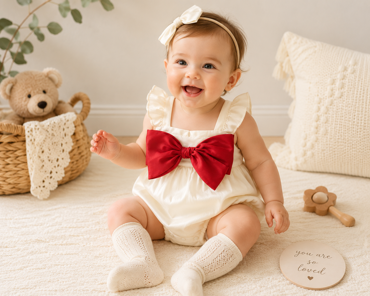 Scarlett Bow Bubble Romper | Ivory